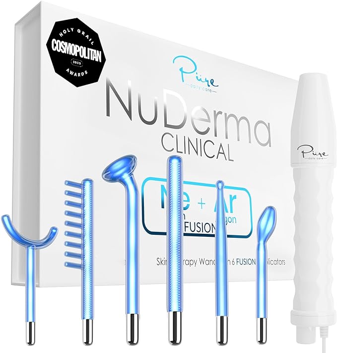nuderma wand high frequency machine with box and complete kit